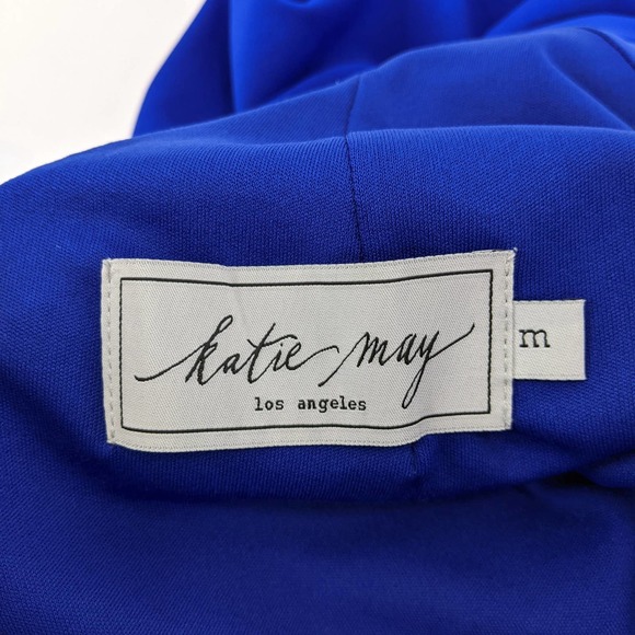 Katie May Size M Zaza Deep V-Neck Sleeveless Cutout-Back Twist Midi Dress Blue - Picture 9 of 12